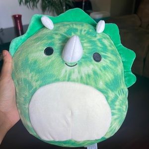 Squishmallow Stuffed Animal | Green Tie-Dye Dinosaur Toy.